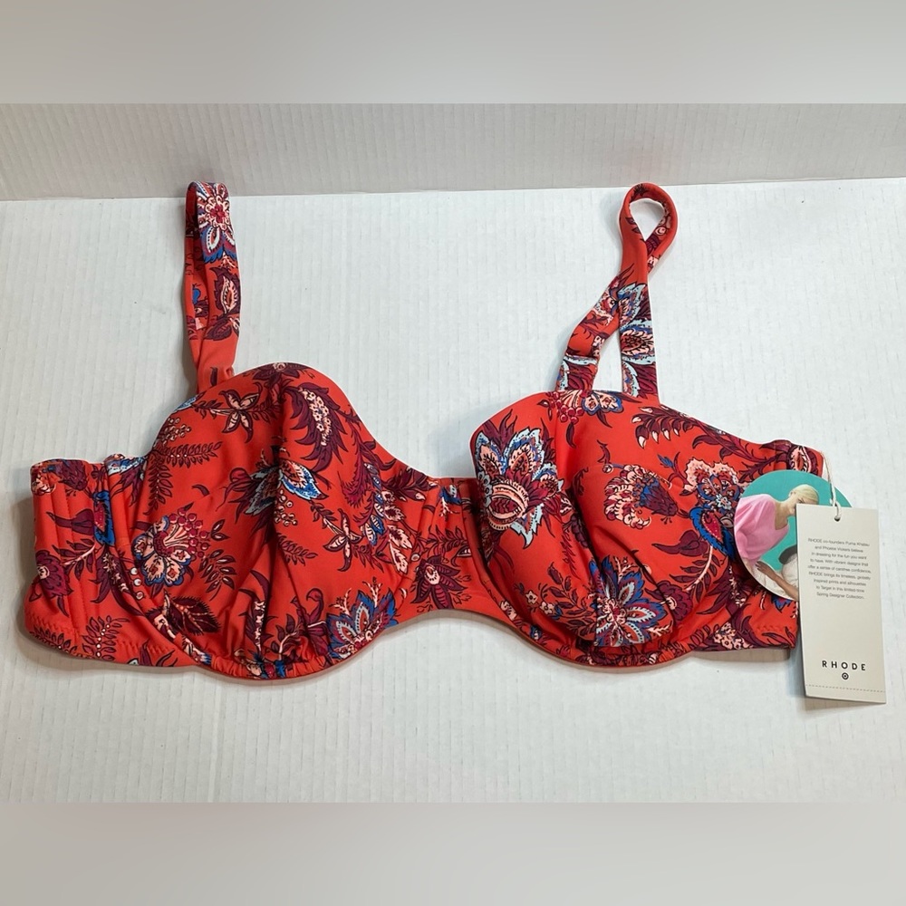 Target Rhode x Orange Blue Floral Underwire Bikini Swimsuit Top Womens Size 22